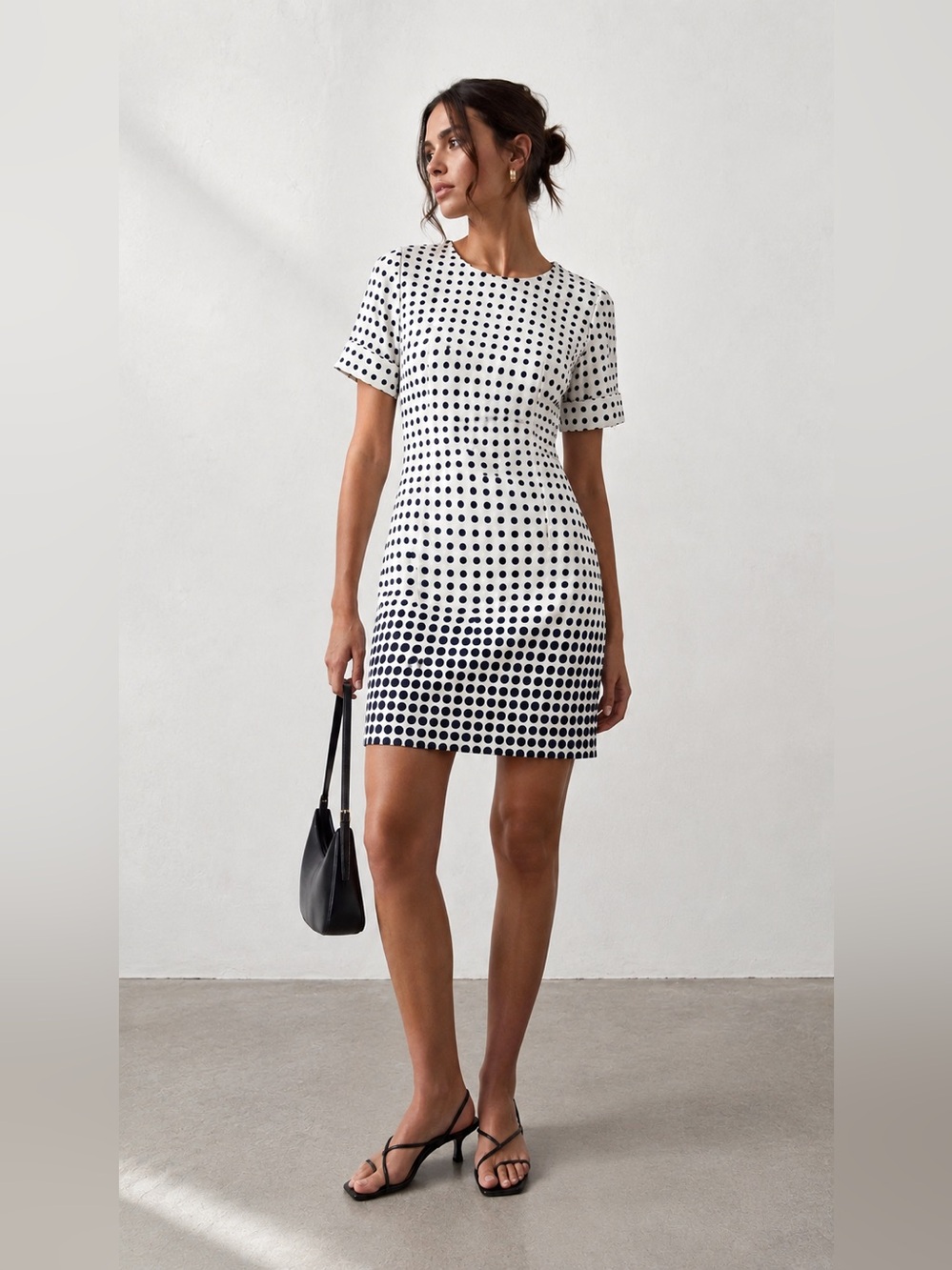 NWT Karl Lagerfeld | 10 | Polka Dot Short Sleeve Sheath Dress in White and Black